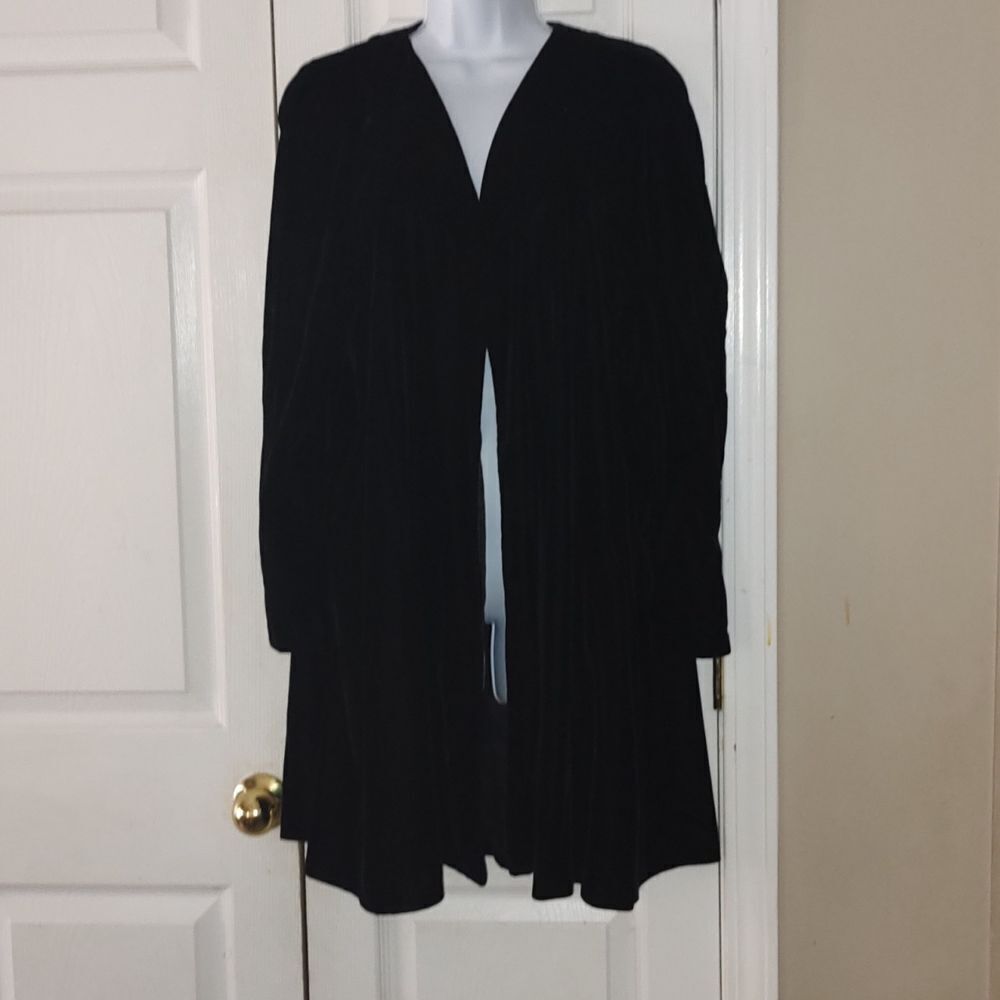 Vintage Karen Lucas for Niki velvet black open front jacket blazer cover  Sz M